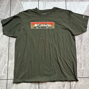 Columbia Sportswear Mens Green Sunset/Mountains Graphic T-Shirt 100%Cotton 2XL